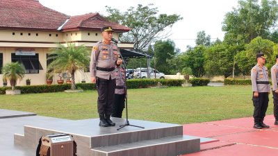 Apel Pagi Kapolres Bangka Barat Ajak Masyarakat Daftar Masuk Anggota Polri Tidak Dipungut Biaya