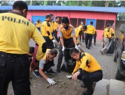 Kegiatan Polres Purworejo, Bersih-bersih Sampah di Pasar Suronegoran.