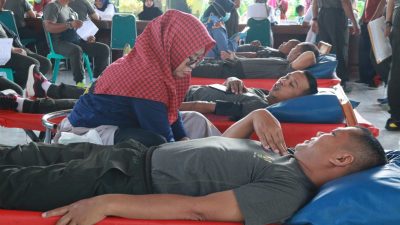 Kodim Sragen gelar pengobatan gratis, pembagian sembako hingga donor darah