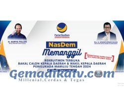 DPD NasDem Mamuju Tengah Membuka Pendaftaran Calon Kepala Daerah dan Wakil Kepala Daerah 2024