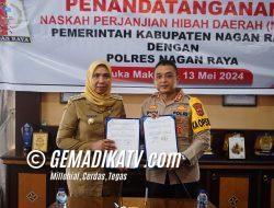 Pemkab Nagan Raya Gelar Acara Penandatangan Dan Penyerahan NPDHKepada Polres Nagan Raya berjumlah Rp 4,5 Miliar