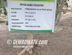 Pemerintah Desa Mukti Jaya Realisasikan Jalan Rabat Beton Dari Anggaran D.D Dan APBN 2024