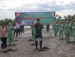 Tingkatkan Kepedulian Lingkungan Satgas TMMD Bersama Polri, Persit, Masyarakat Dan Pramuka Laksanakan Tanam 500 Batang Manggrov